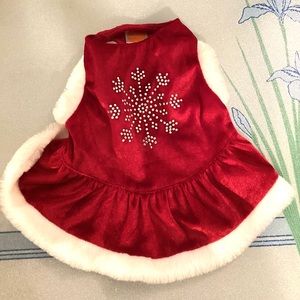 Simply Dog Christmas velvet dress with shiny snowflake XS